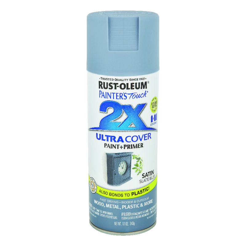 Rust Oleum Painter S Touch 2x Ultra Cover Satin Slate Blue Spray Paint 12 Oz Stine Home Yard The Family You Can Build Around
