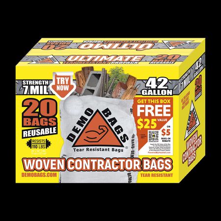 Iron-Hold 42 gal Contractor Bags Wing Ties 20 pk 3 mil
