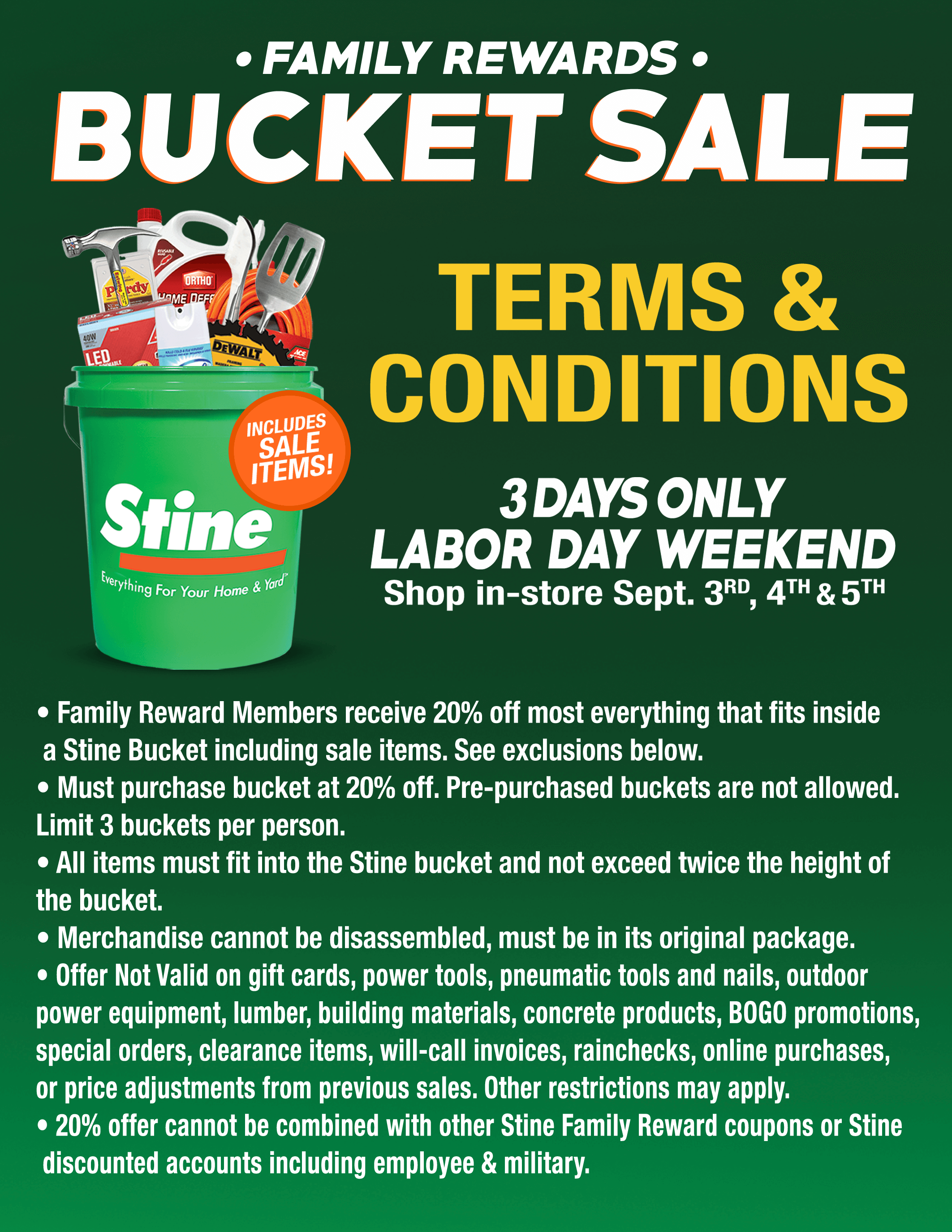 Bucket Sale Terms & Conditions Stine Home + Yard The Family You Can