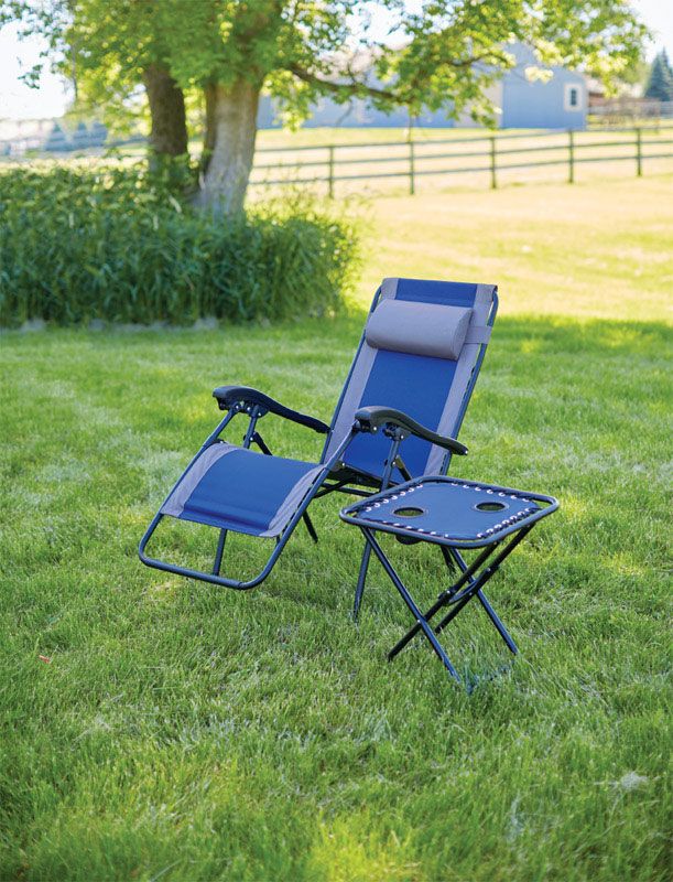 Living Accents Relaxer Chair Adjustable Backrest Navy Gray 250 lb